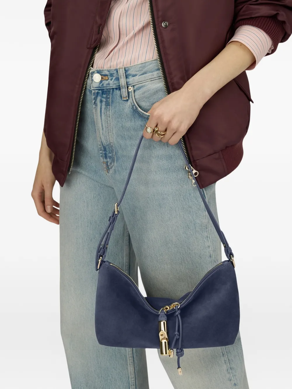 Furla XL Debby schoudertas met rits Blauw
