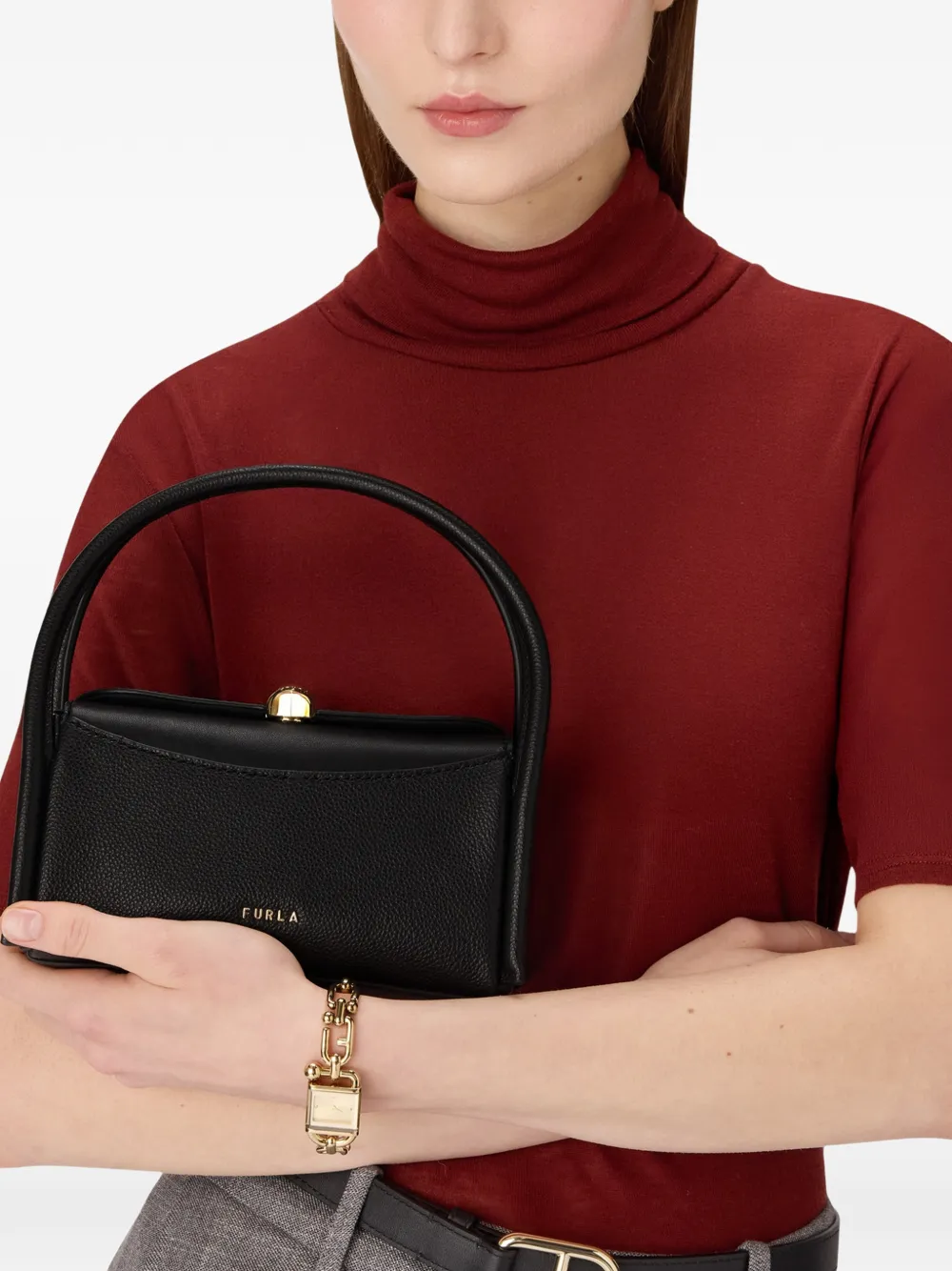Furla Nicole leren mini-shopper Zwart