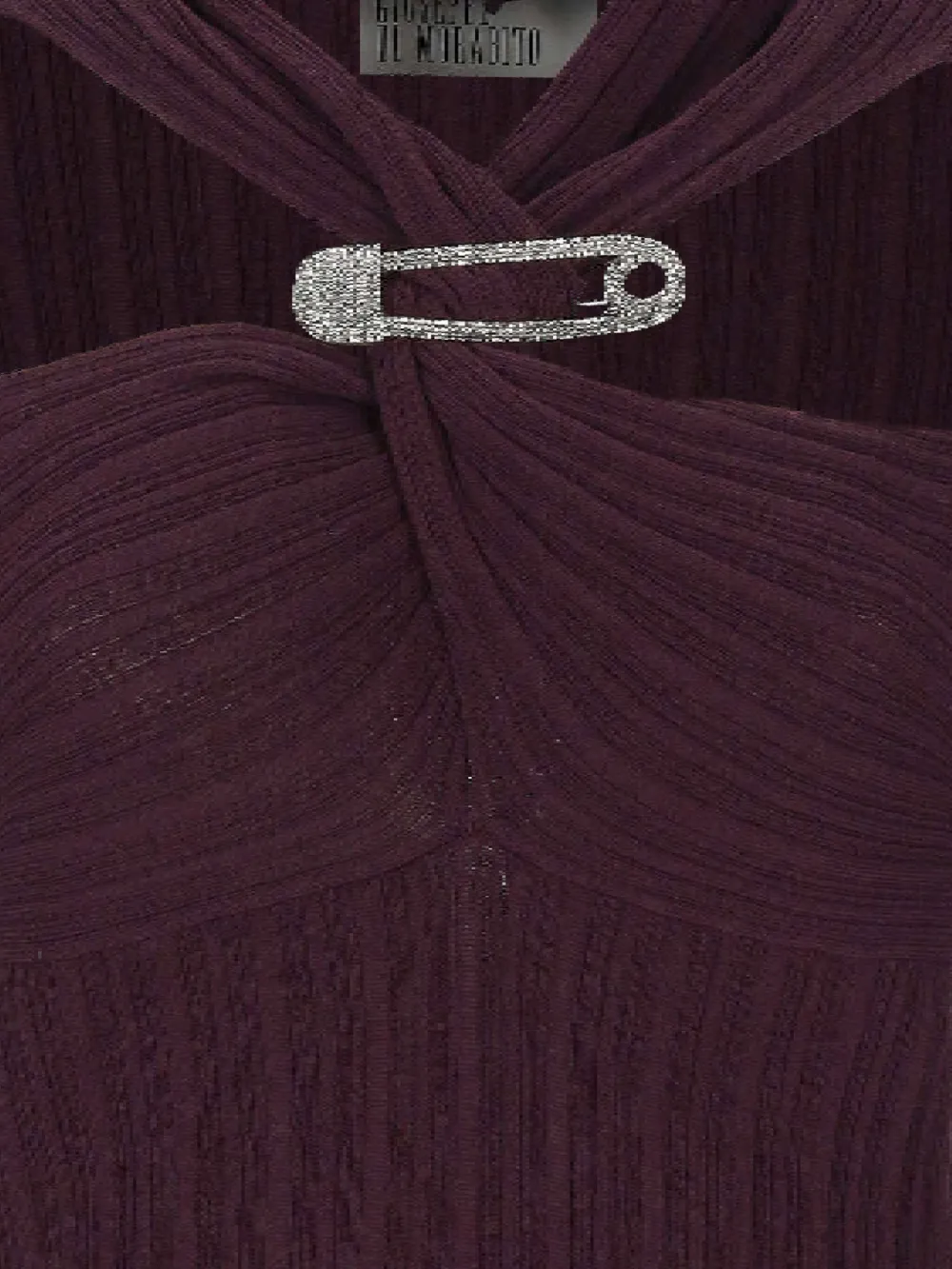 Giuseppe Di Morabito Fitted Long Sleeve Top With Pin Detail In Burgundy