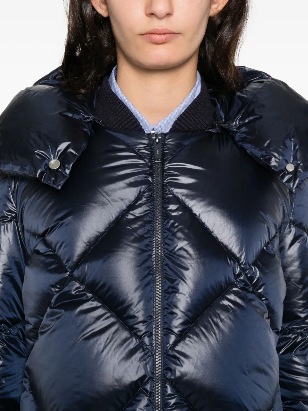 Add Quilted Hooded Jacket In Blue