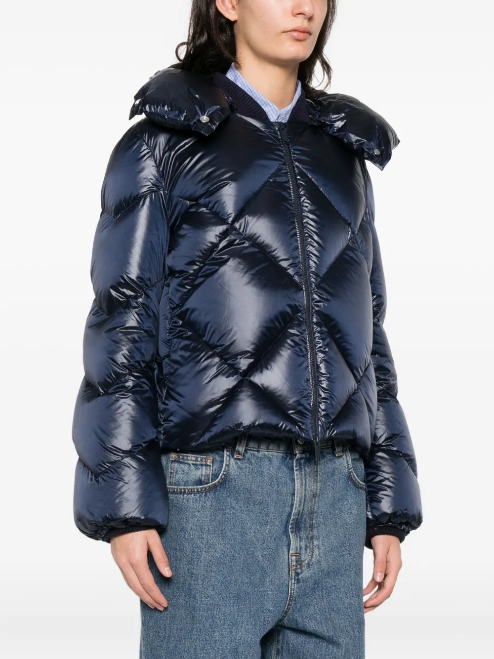 Add Quilted Hooded Jacket In Blue