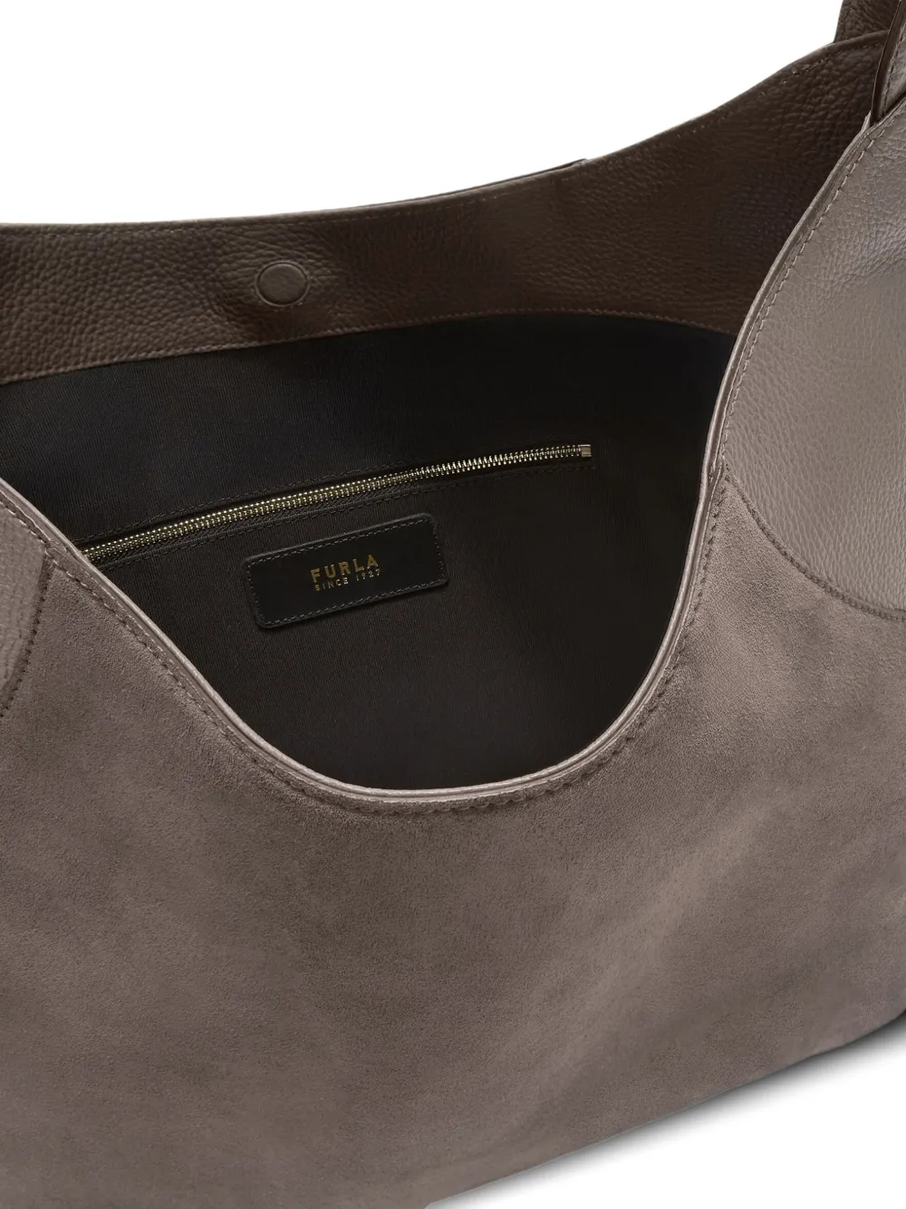 Furla Lara grote schoudertas met logodetail Grijs