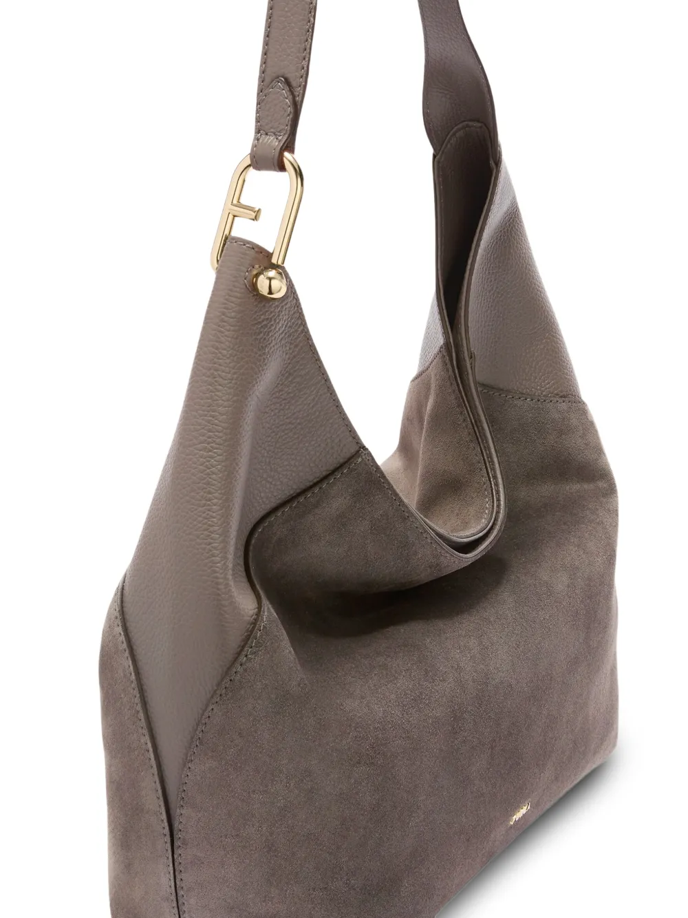 Furla Lara grote schoudertas met logodetail Grijs