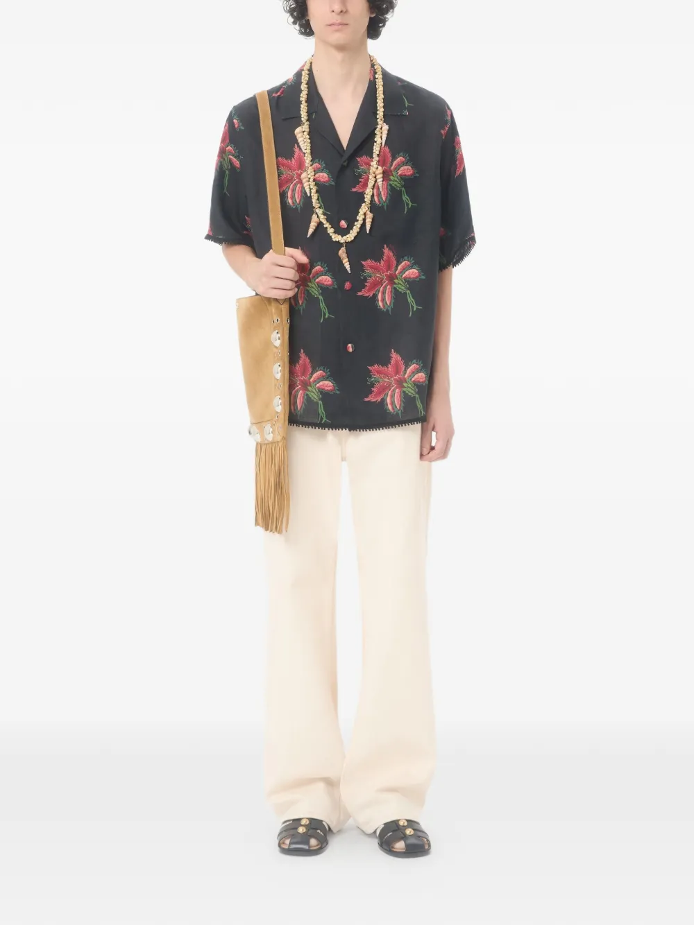 Valentino Garavani Overhemd met bloemenprint - Zwart