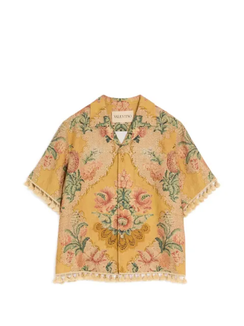 Valentino Garavani linen bowling shirt with Apres L'Hiver print