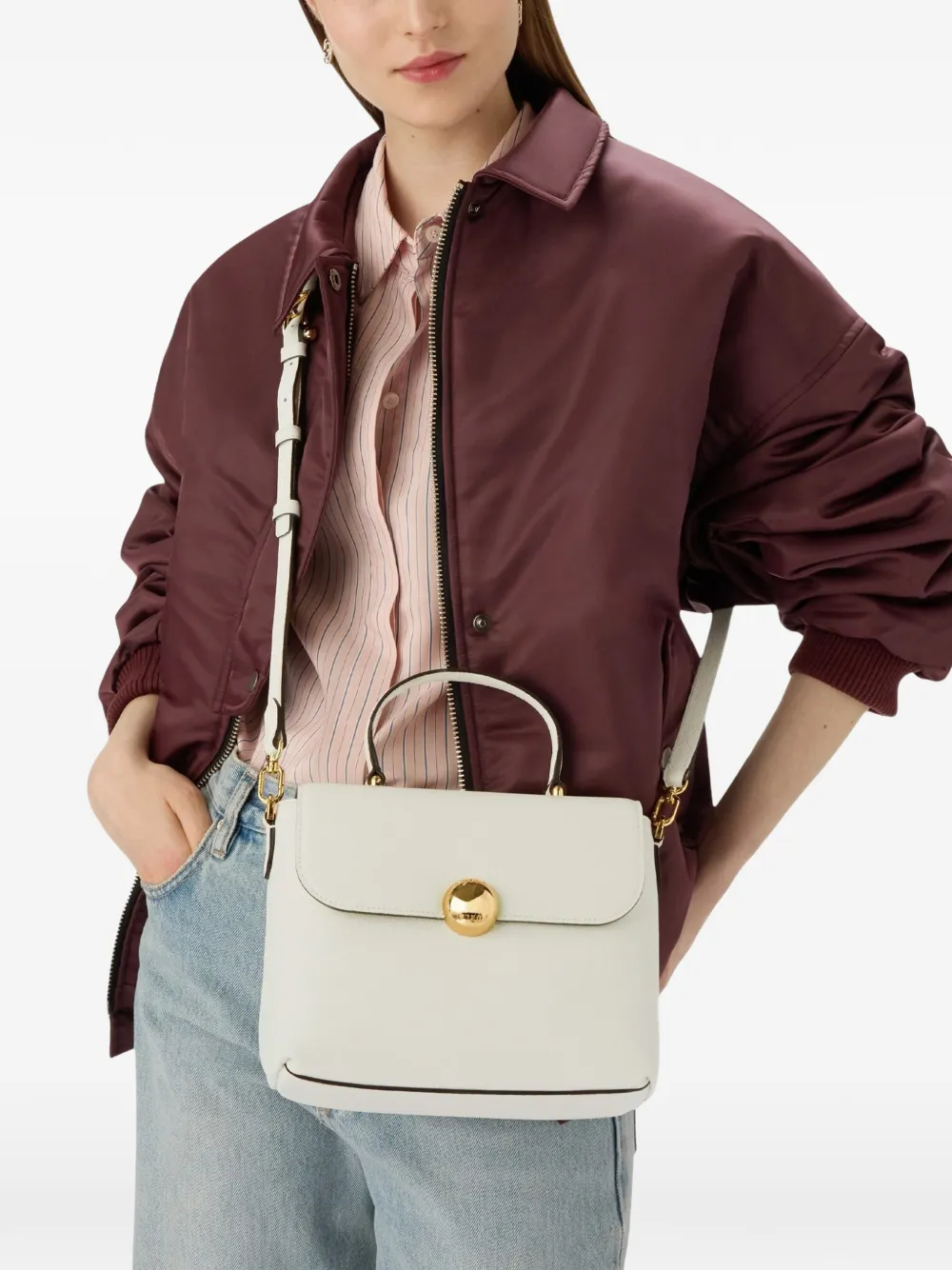 Furla ;oonlight textured flap tote bag - Wit