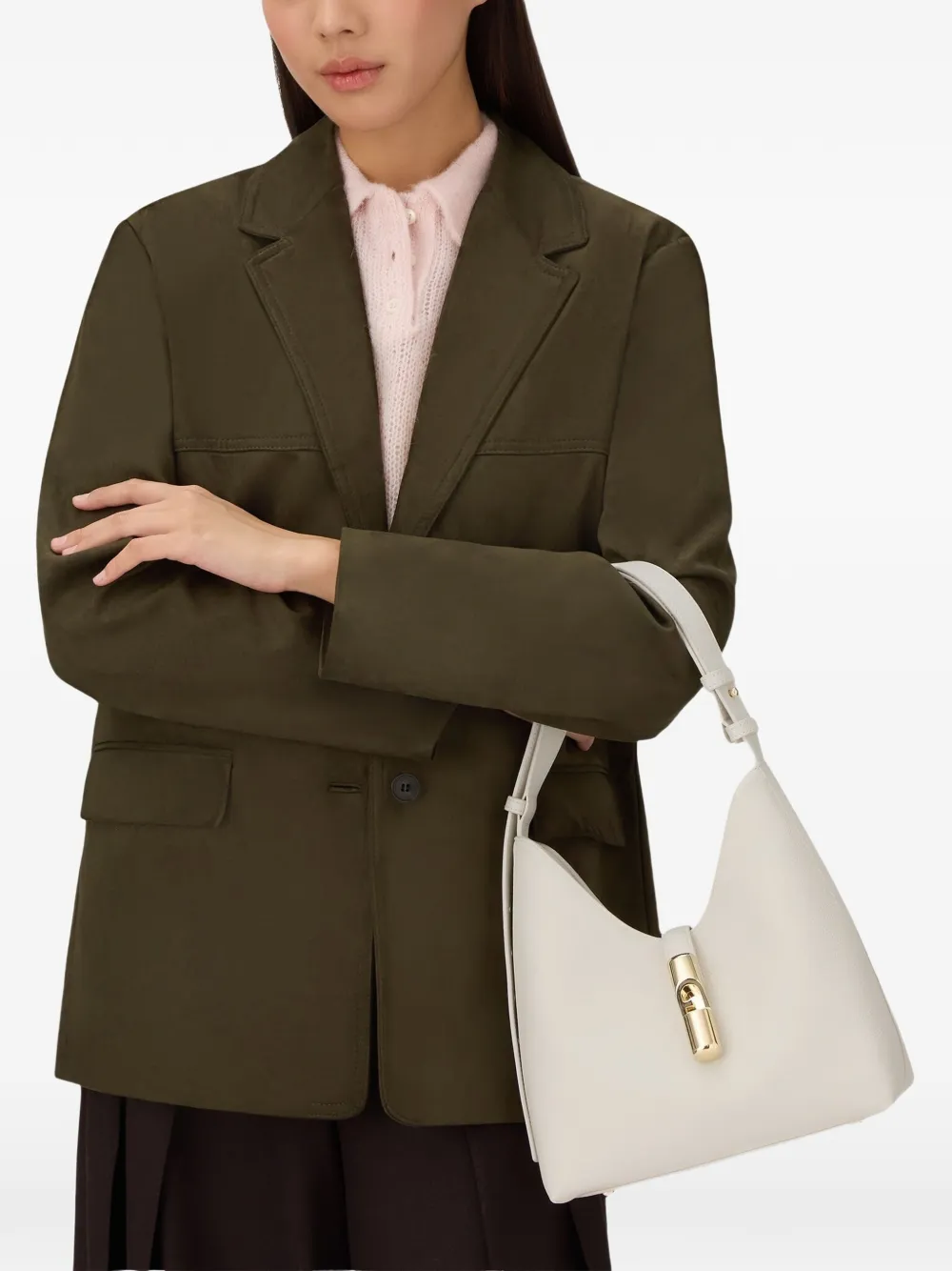 Furla small Goccia leather shoulder bag - Beige