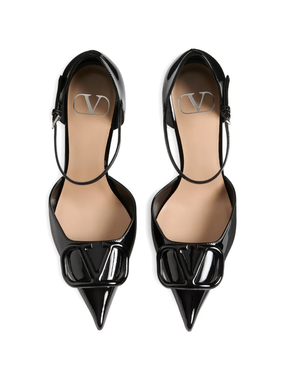 Valentino Garavani Vlogo Signature D'orsay Patent Leather Pumps 100mm in Black, view 4