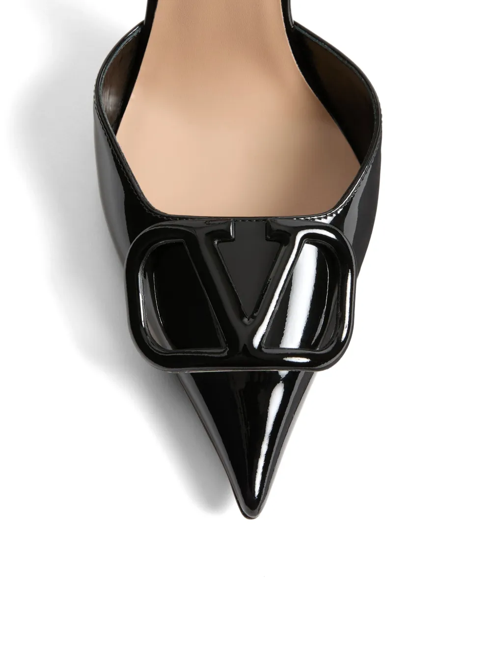 Valentino Garavani Vlogo Signature D'orsay Patent Leather Pumps 100mm in Black, view 5