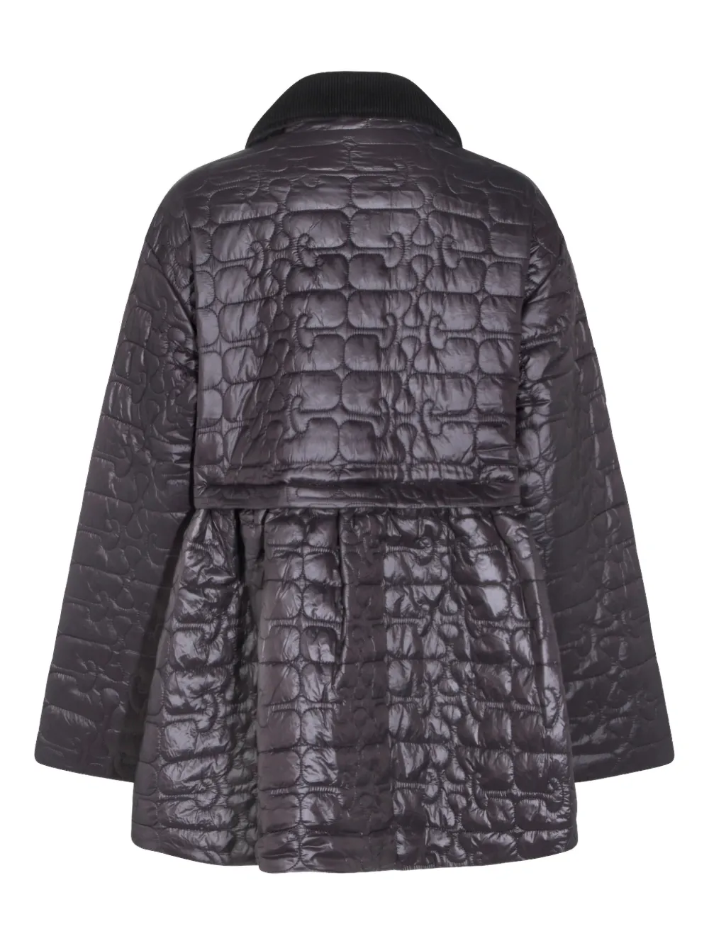 GANNI quilted belted oversized coat - Grijs