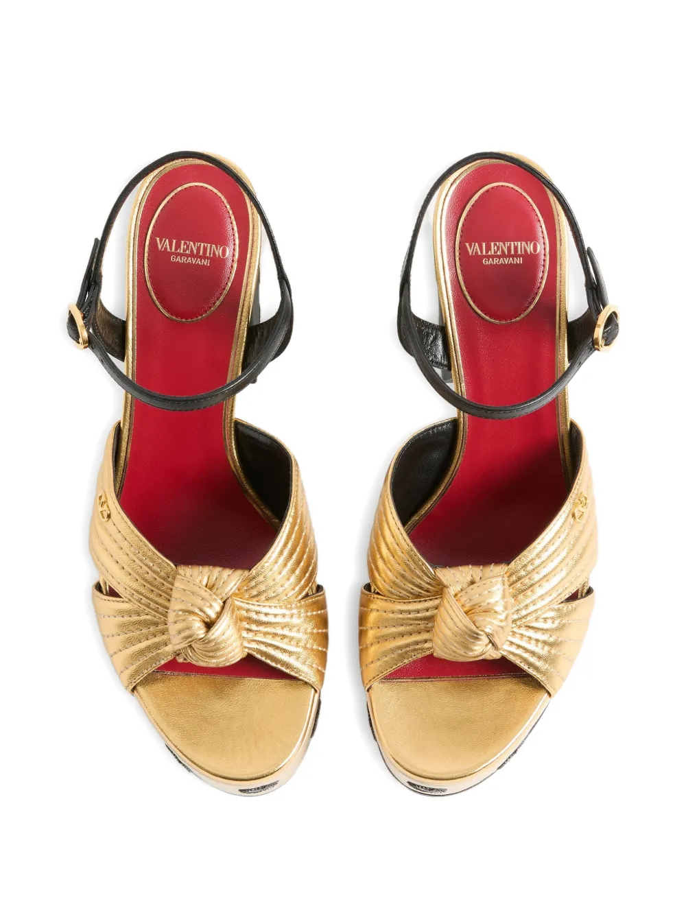 Valentino Garavani Sandalen met geknoopt detail en hak Goud