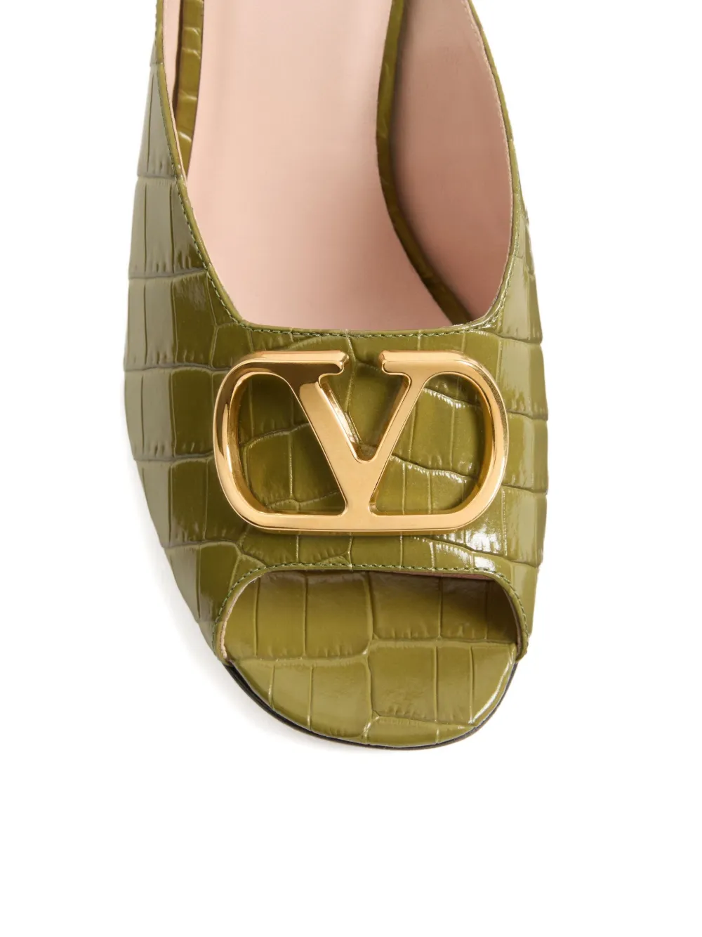 Valentino Garavani 95 mm VLogo sandalen met blokhak en krokodillen-reliëf Groen