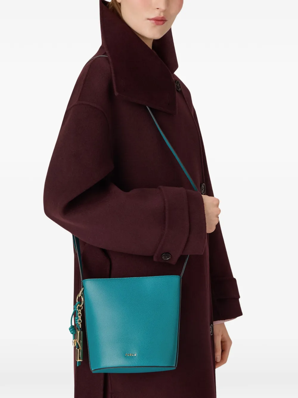 Furla Roxie leren bucket-tas met bedel Blauw