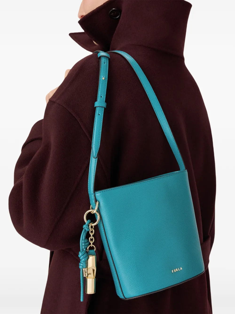 Furla Roxie leren bucket-tas met bedel Blauw