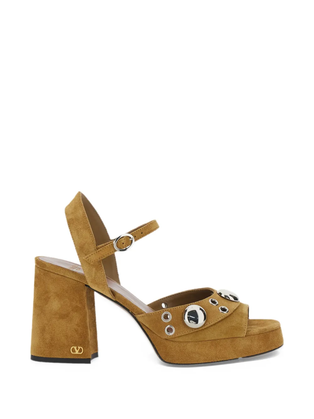 Valentino Garavani Sandali in pelle con placca logo - Marrone