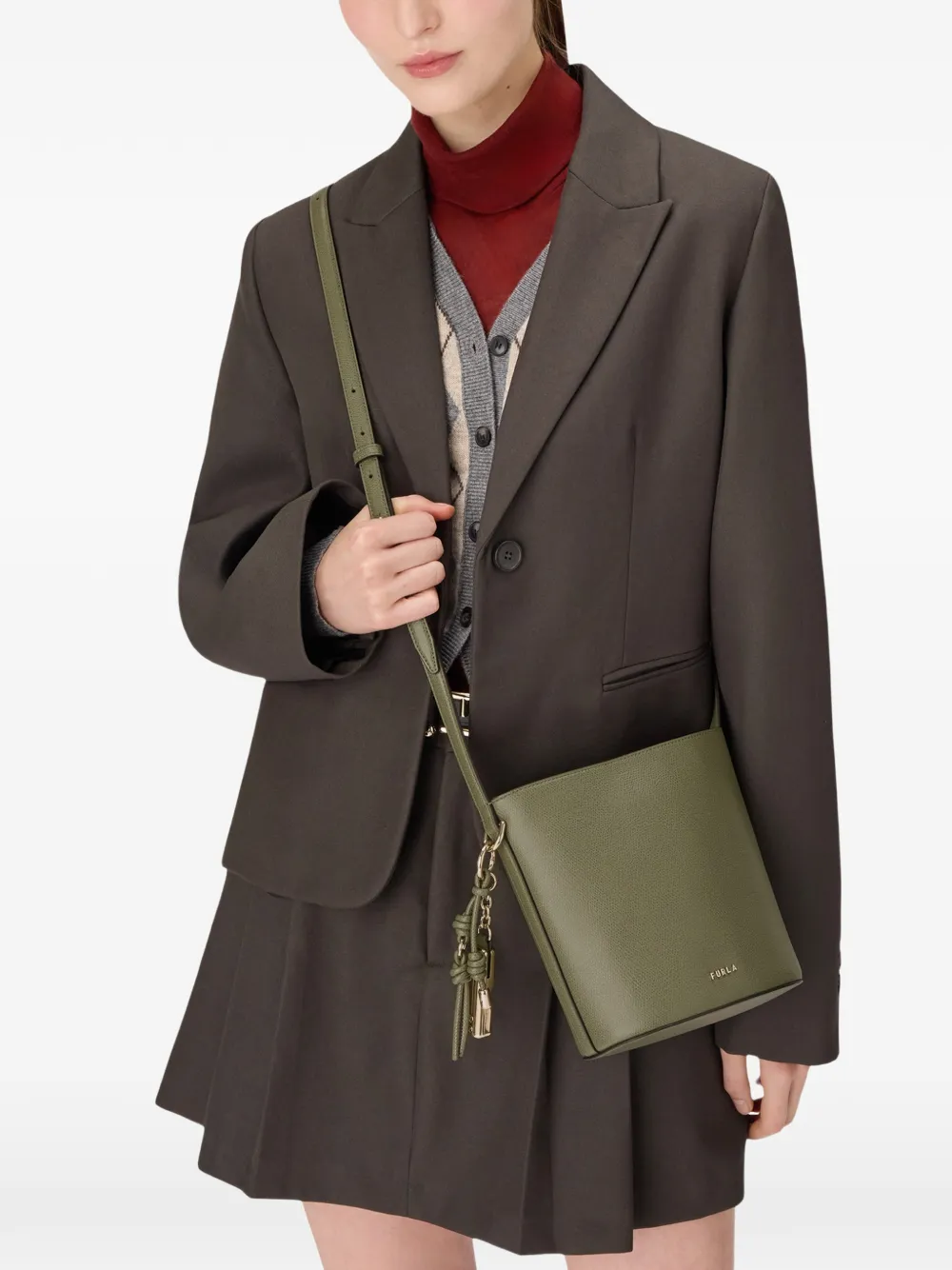 Furla Roxie leren bucket-tas Groen