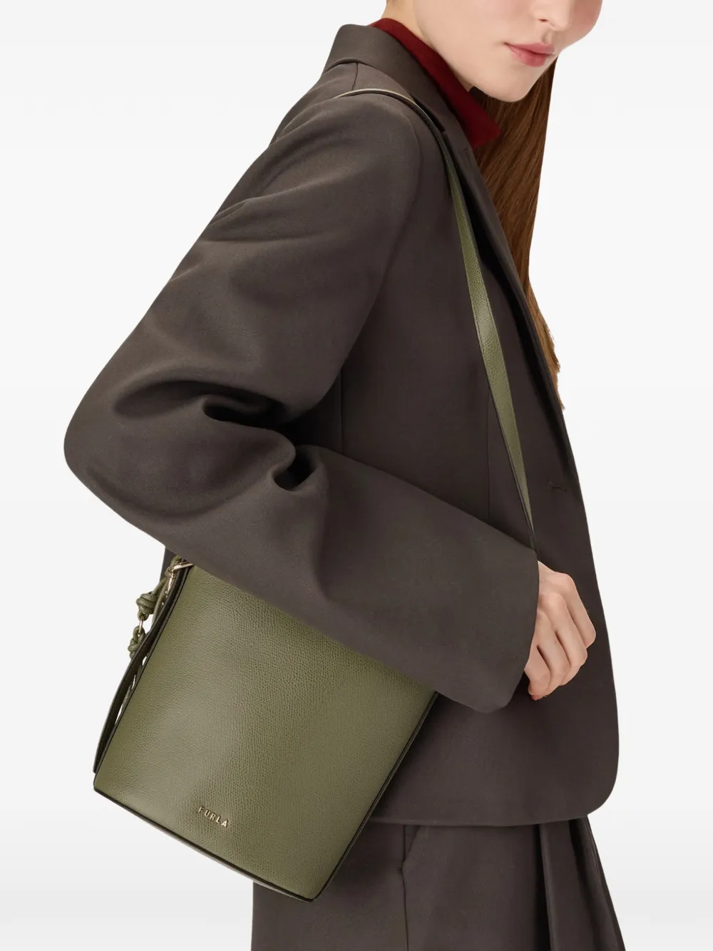 Furla Roxie leren bucket-tas Groen