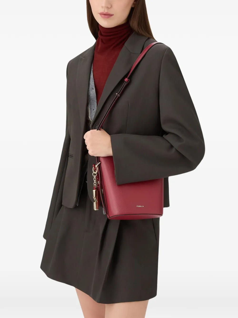 Furla Borsa a secchiello Roxie con ciondolo - Rosso