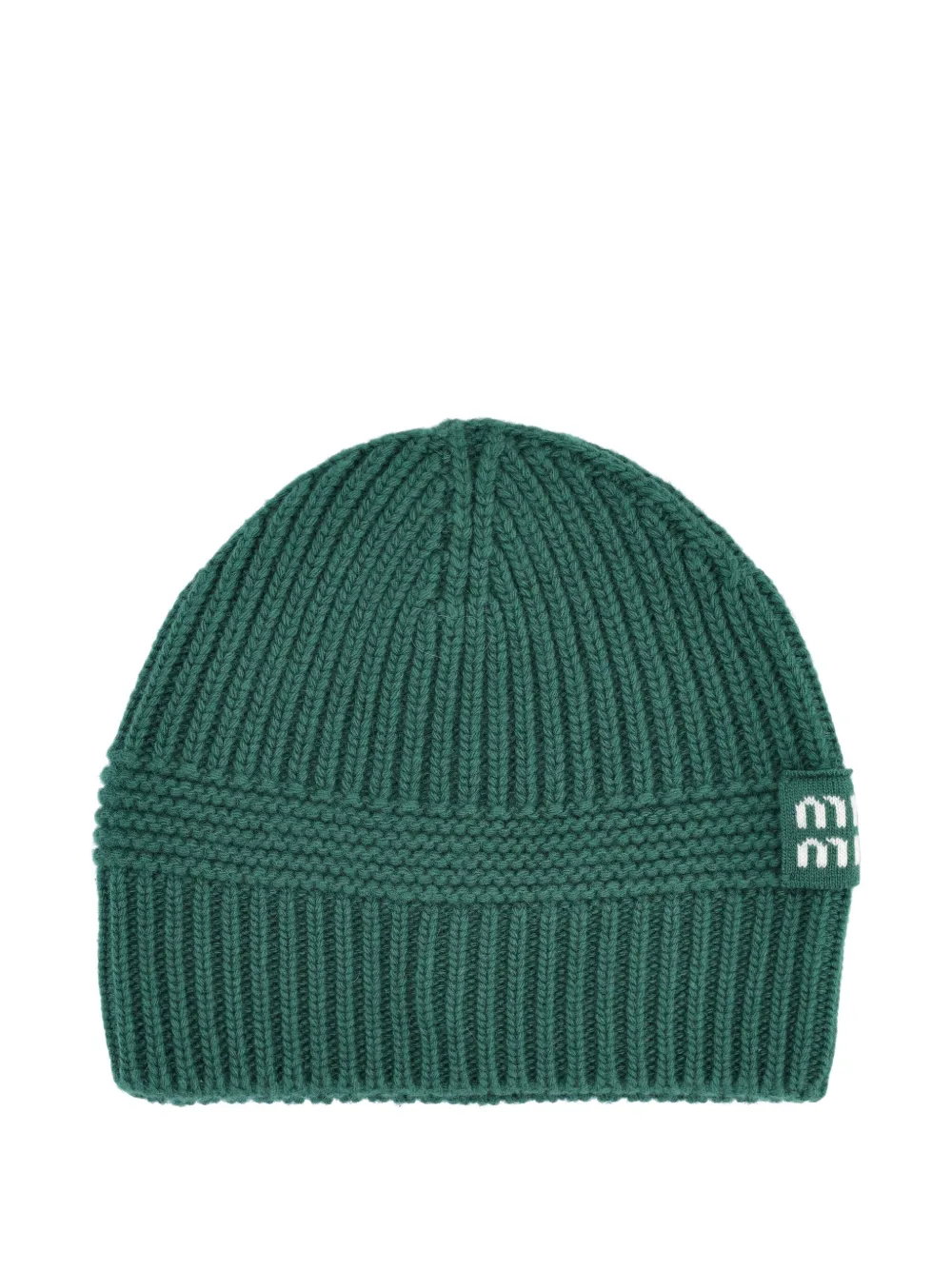 Miu Miu ribbed logo hat - Groen
