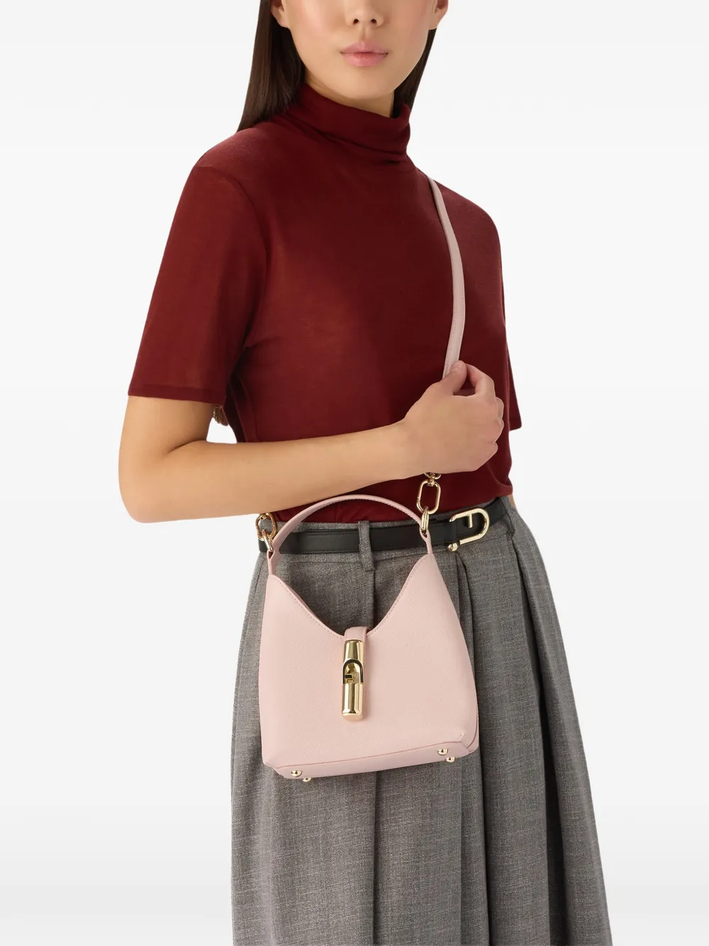 Furla Mini-tas met cilindervormige hardware en print Roze