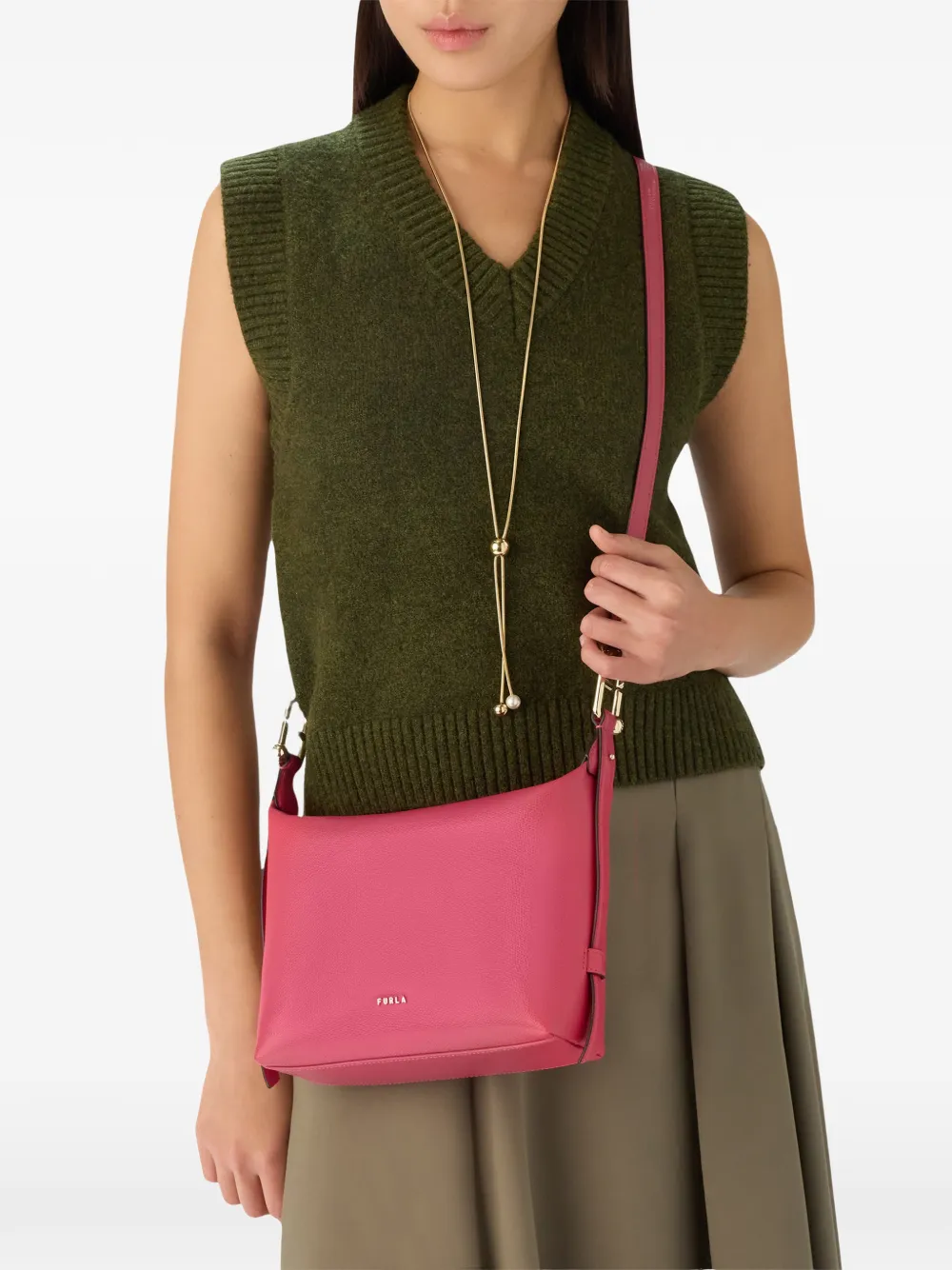 Furla Tonie schoudertas met logodetail Roze