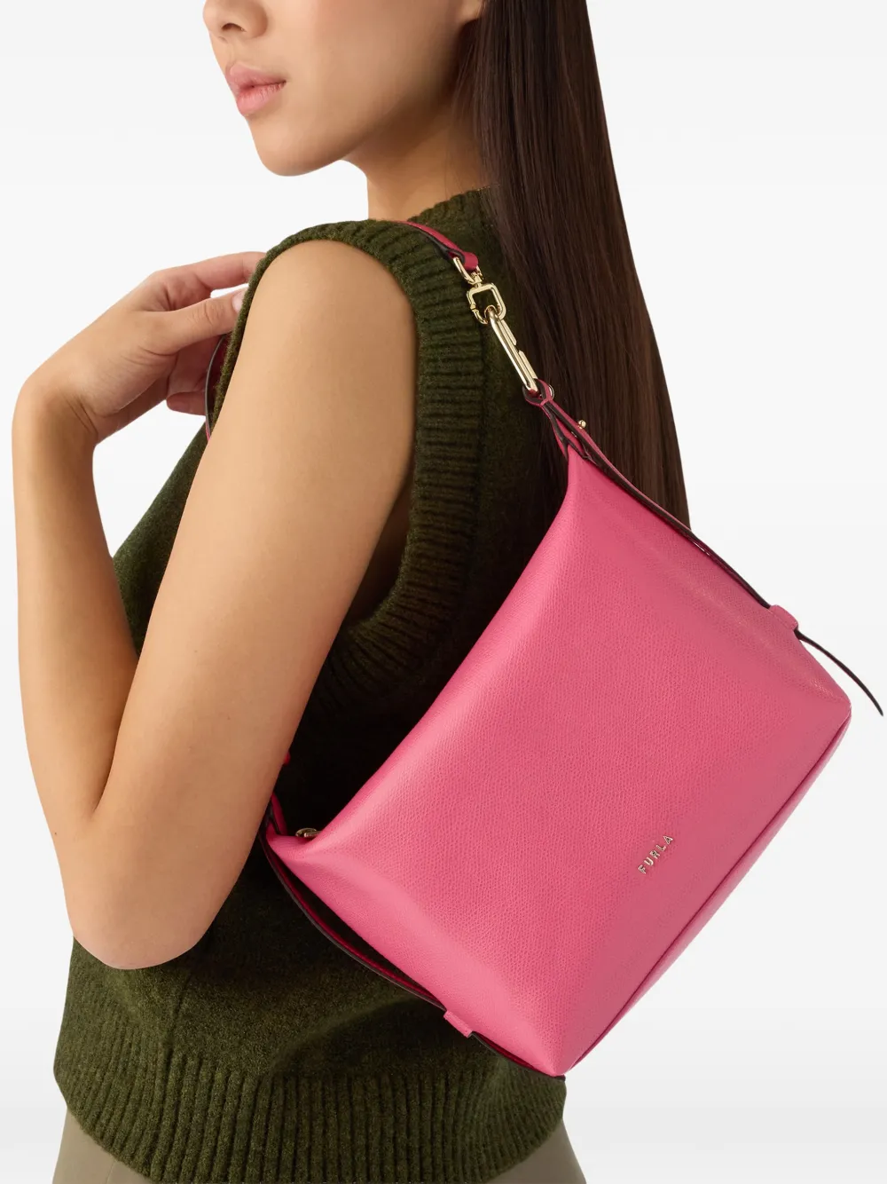 Furla Tonie schoudertas met logodetail Roze