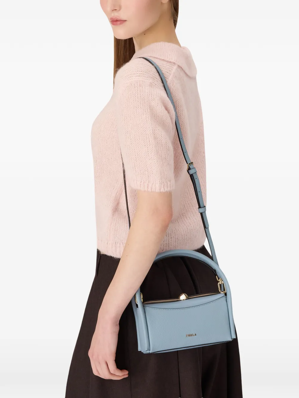 Furla Boston shopper met tubulair bandje Blauw