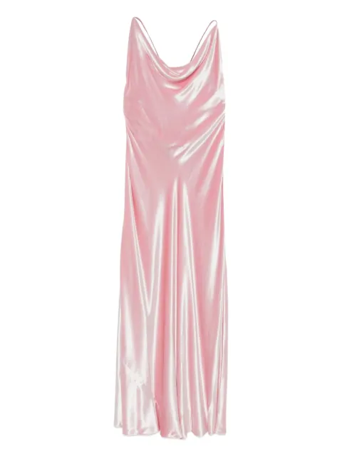 Alberta Ferretti vestido largo con tirantes finos y cuello desbocado