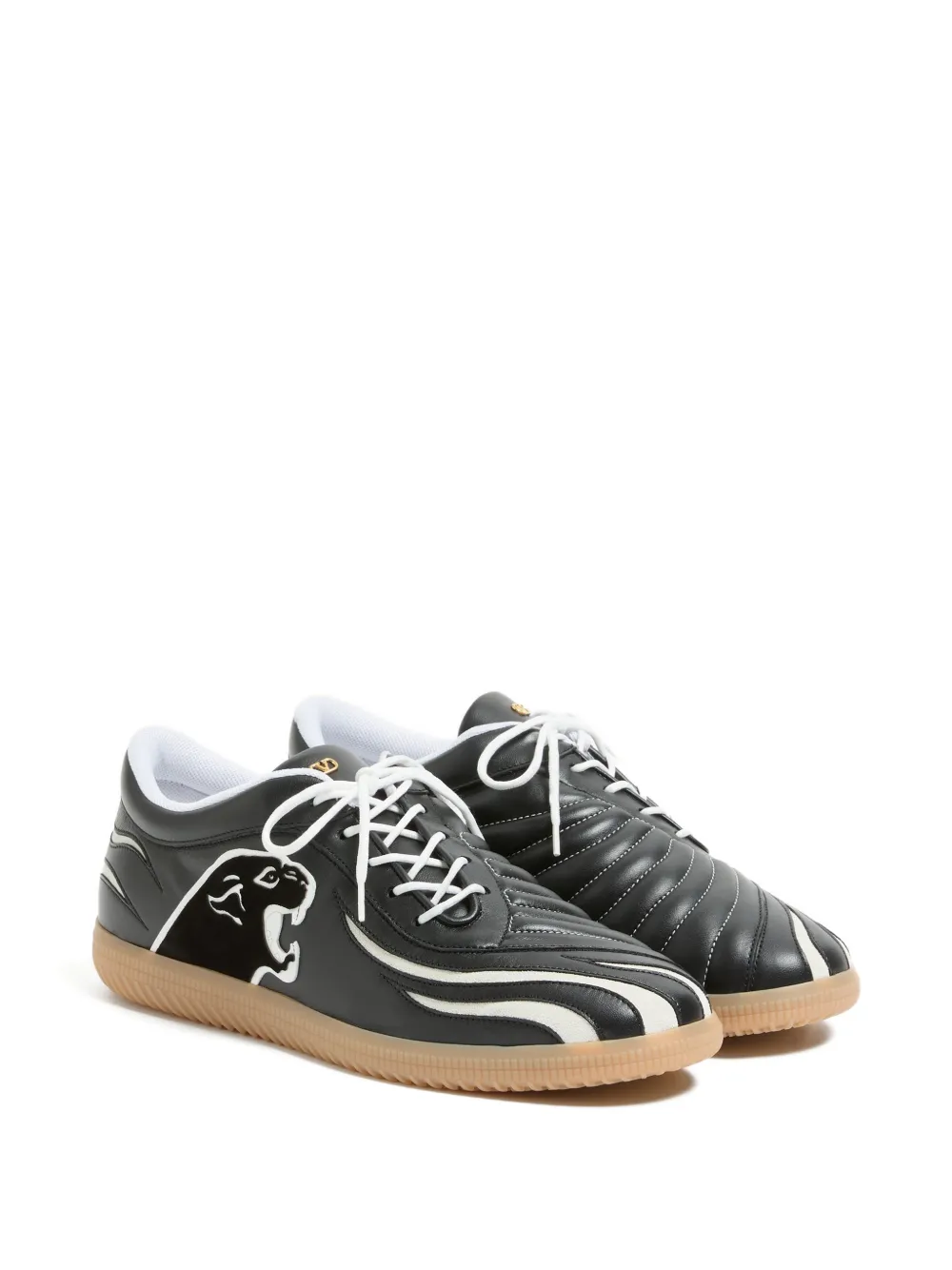Valentino Garavani Kicky leren sneakers met panterpatch Zwart