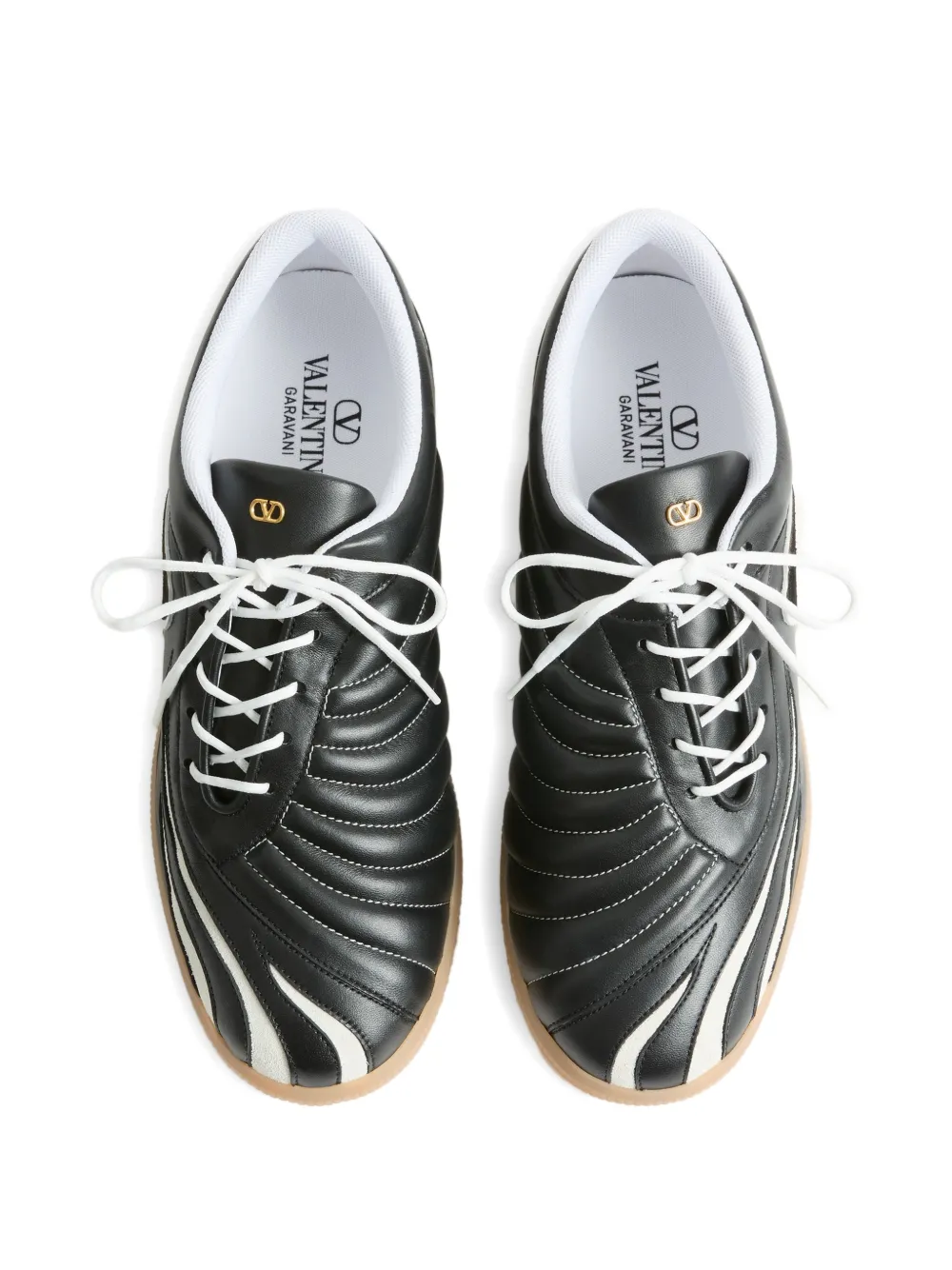 Valentino Garavani Kicky leren sneakers met panterpatch Zwart