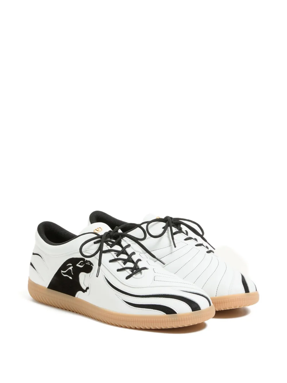 Valentino Garavani Kicky leren sneakers met panterpatch Wit