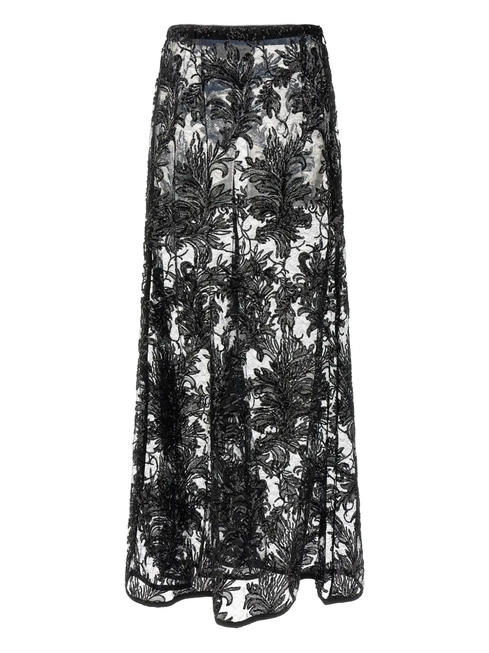 Le Twins Maria Cristina Sequin Laced Maxi Skirt In Black