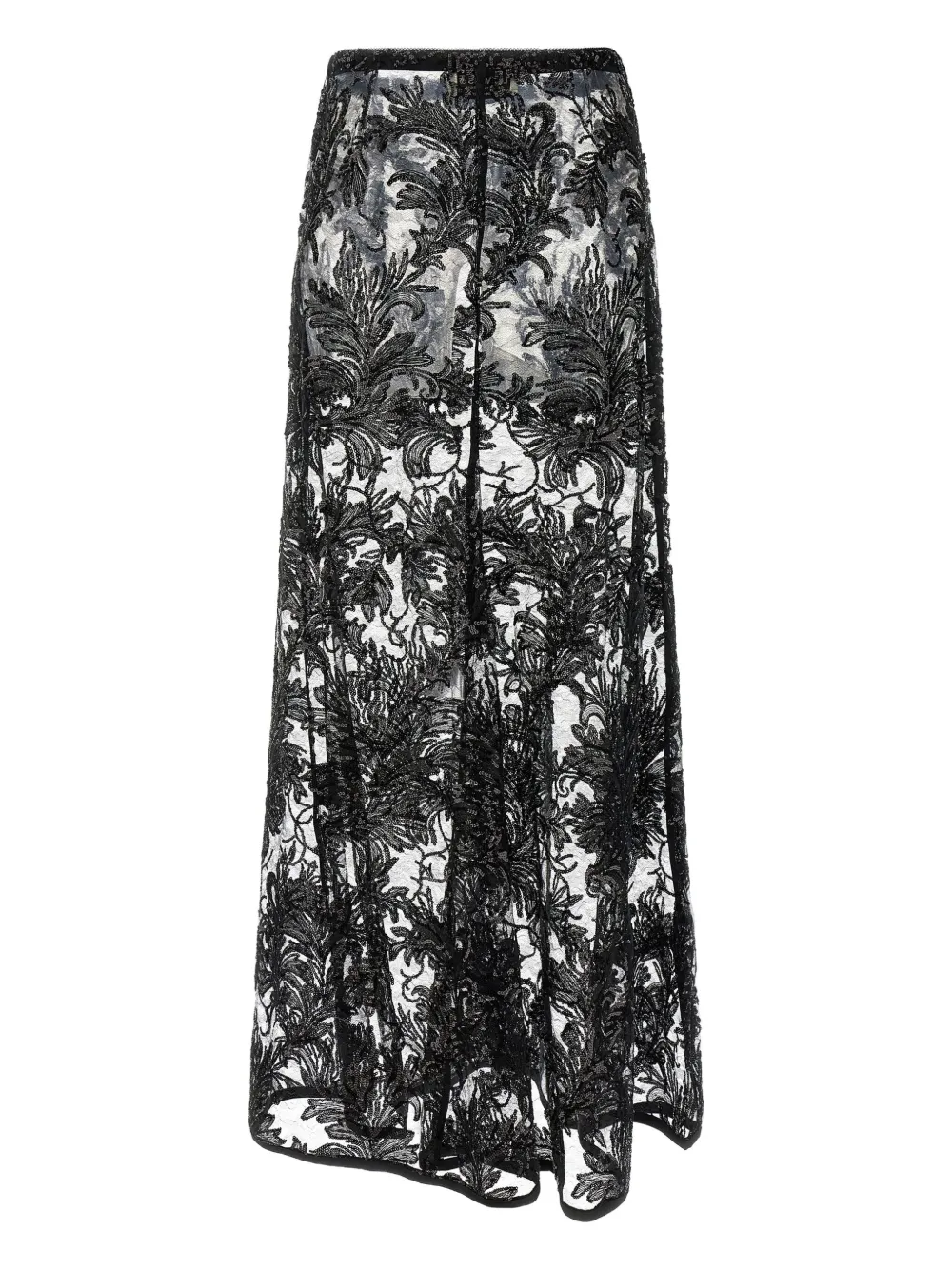 LE TWINS Maria Cristina sequin laced maxi skirt - Zwart