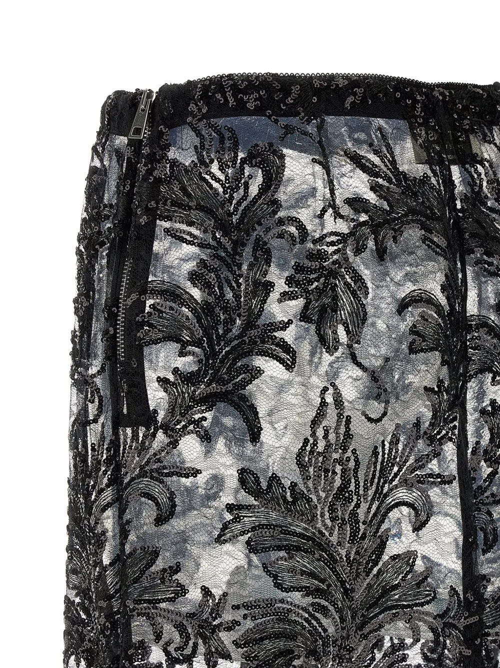 Le Twins Maria Cristina Sequin Laced Maxi Skirt In Black