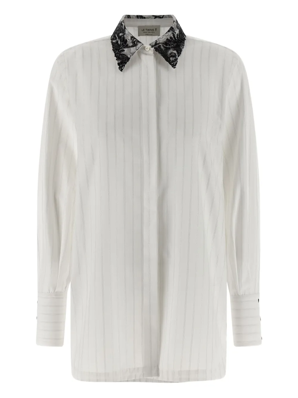 Le Twins Daniel Striped Lace-collar Shirt In White
