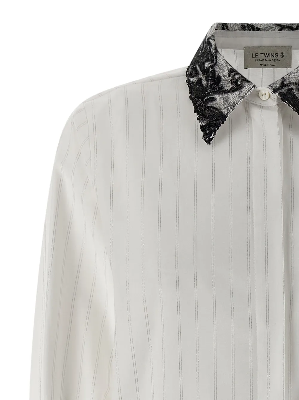 Le Twins Daniel Striped Lace-collar Shirt In White