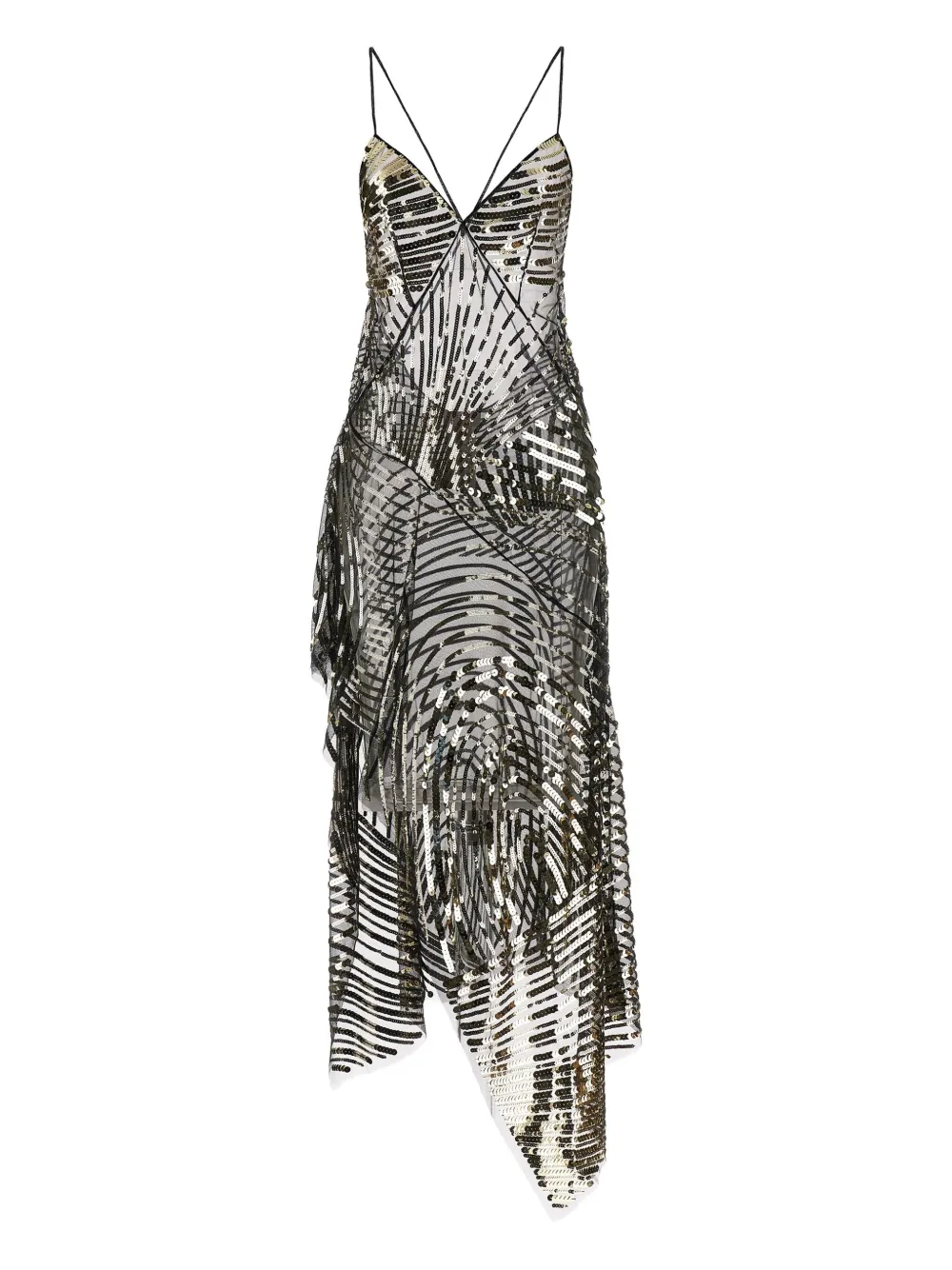 Pucci Long Dress With Sheer Overlay And Sequins In Black