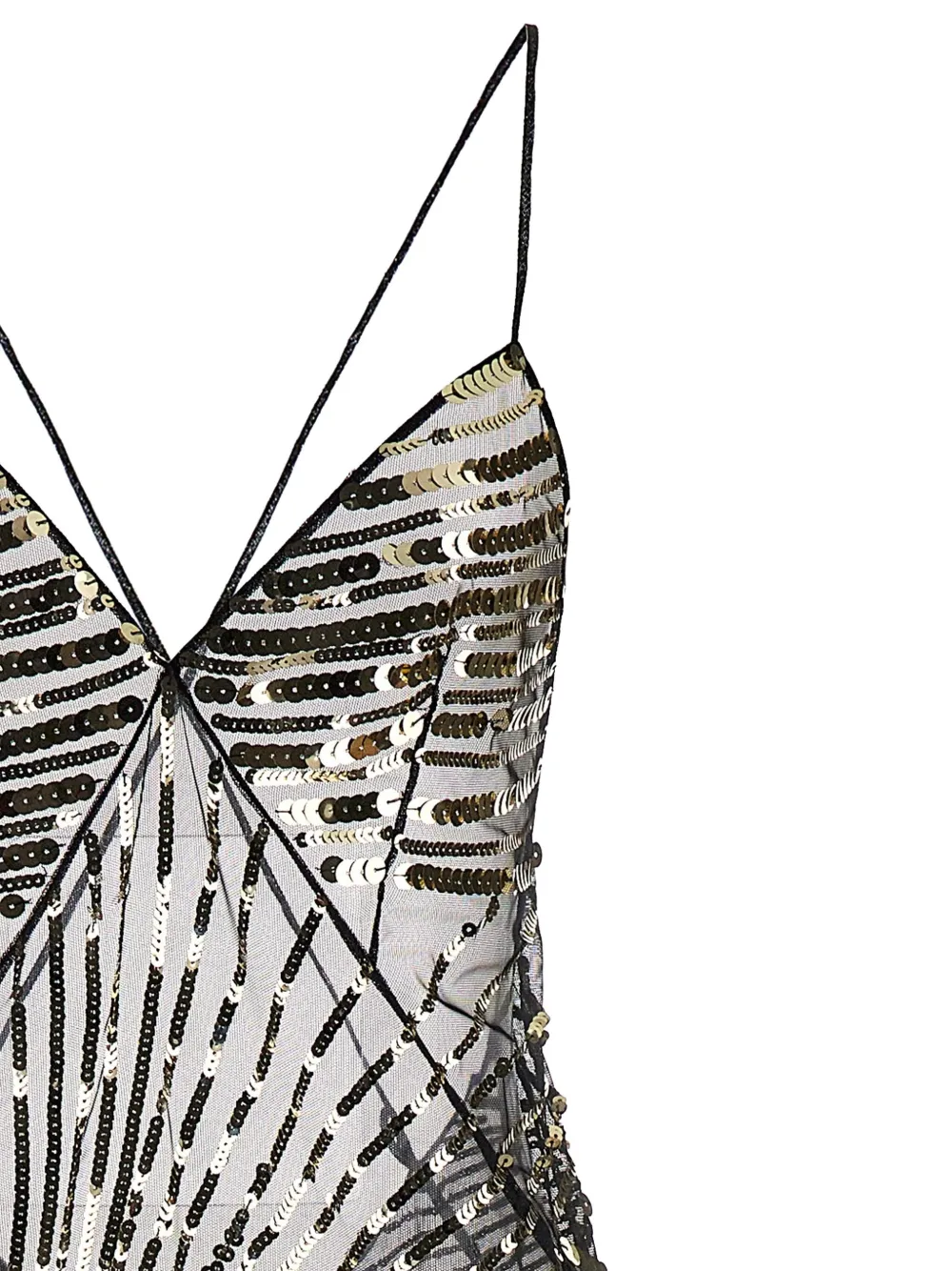 Pucci Long Dress With Sheer Overlay And Sequins In Black