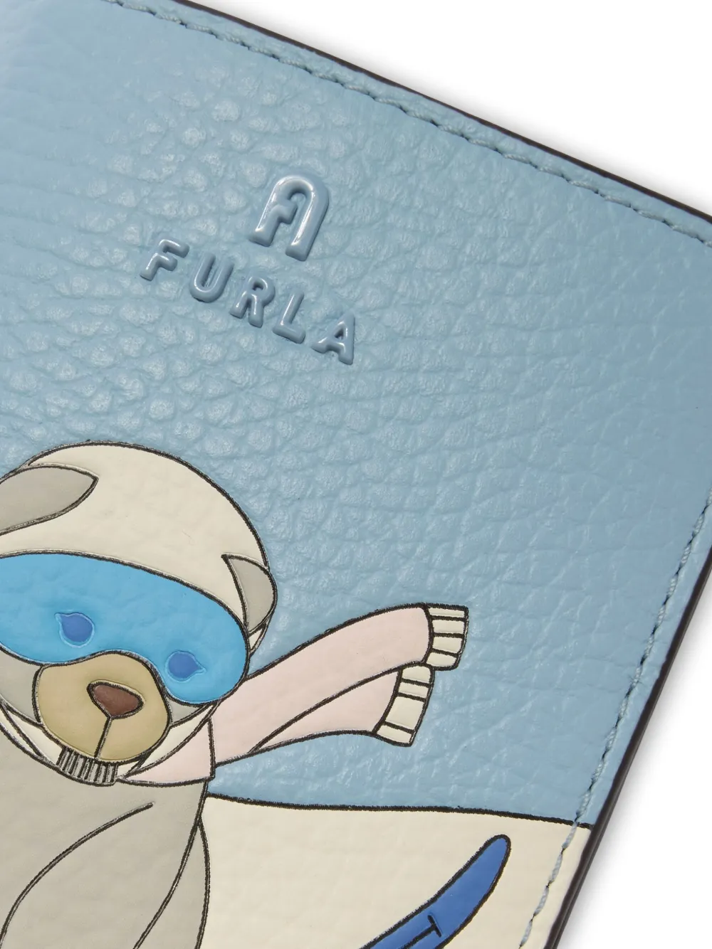 Furla Kleine Camelia leren portemonnee met beer Blauw