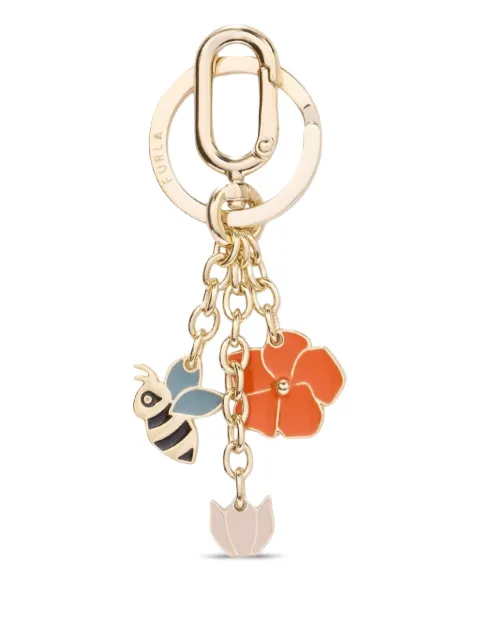 Furla llavero con dije de flor y cristales