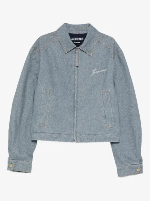 Jacquemus logo-embroidered zip-up denim jacket