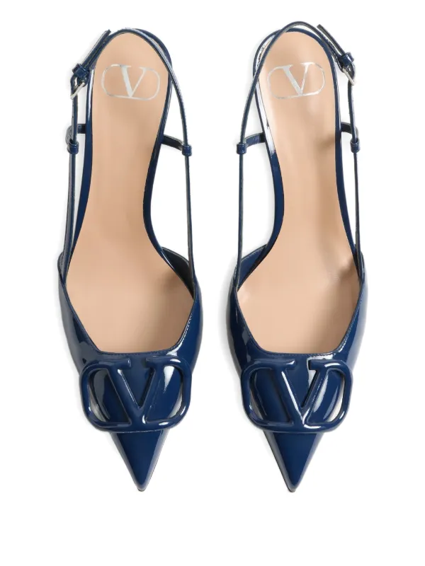 Valentino Garavani Vlogo Signature Patent Leather Pumps | Blue