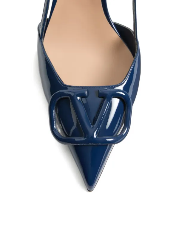 Valentino Garavani Vlogo Signature Patent Leather Pumps | Blue