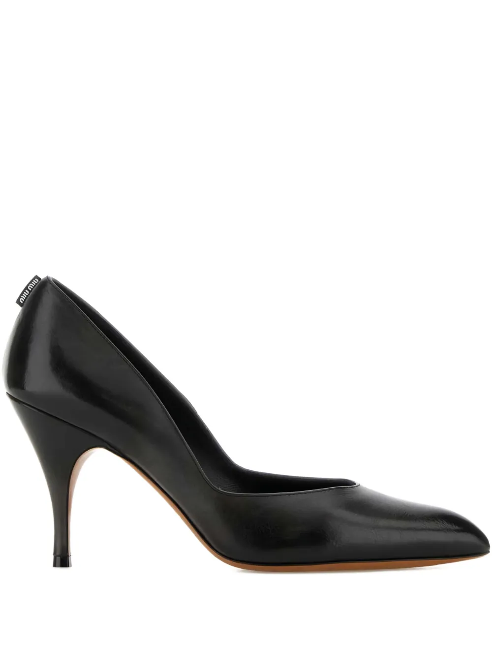 Miu 80 mm leren pumps met hak Zwart