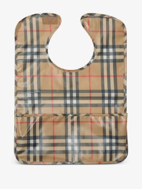 Burberry Kids bavoir en coton à carreaux