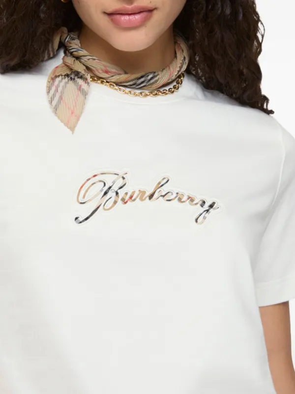 Burberry cursive-logo Cotton T-shirt | White | FARFETCH