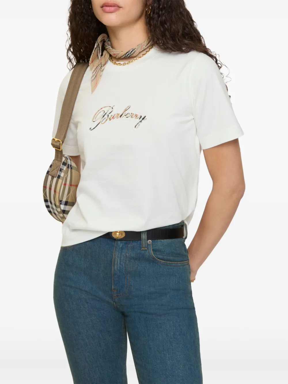 Burberry Katoenen T-shirt met cursief logo Wit