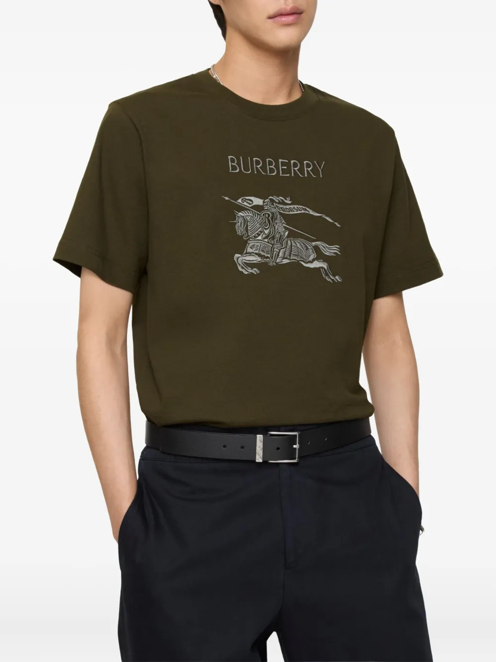Burberry logo-embroidered T-shirt - Groen