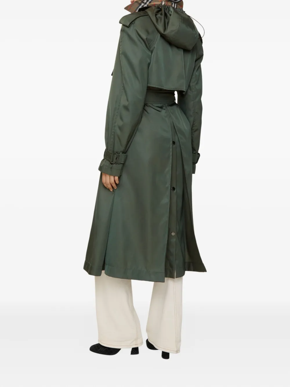 美品◆着丈113 BURBERRY ライナー ベルト付 トレンチコート カーキ Burberry Long Nylon Hooded Trench Coat | Green | FARFETCH