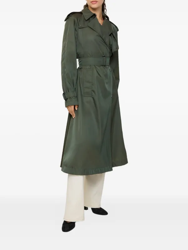 Burberry Hooded Belted Nylon Trench Coat | Green | FARFETCH